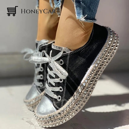 Stylish Studded Dynamic Design Sports Sneakers Shoes For Women