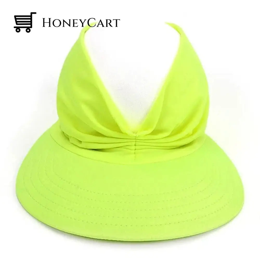 Summer Hot Sale 49% Off Womens Anti-Ultraviolet Elastic Top Hat Fluorescent Green Womens Sun Hat