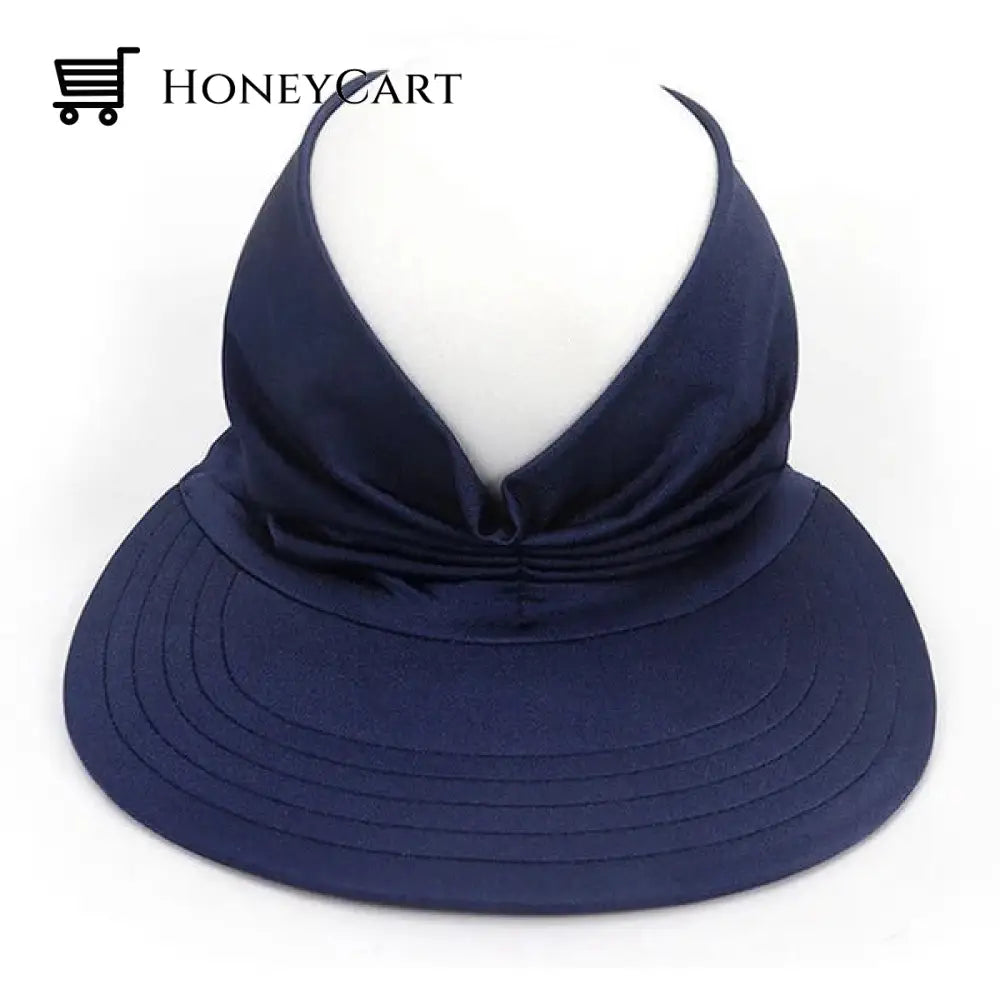Summer Hot Sale 49% Off Womens Anti-Ultraviolet Elastic Top Hat Navy Womens Sun Hat