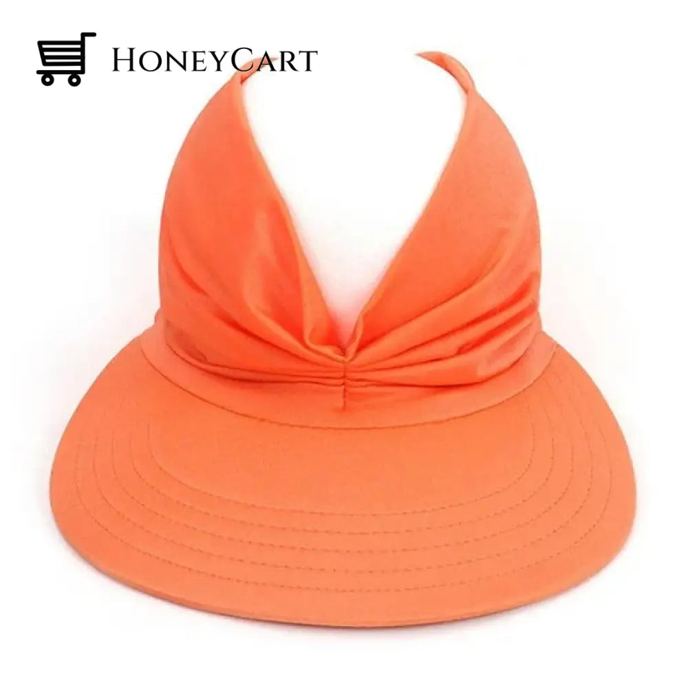 Summer Hot Sale 49% Off Womens Anti-Ultraviolet Elastic Top Hat Orange Womens Sun Hat