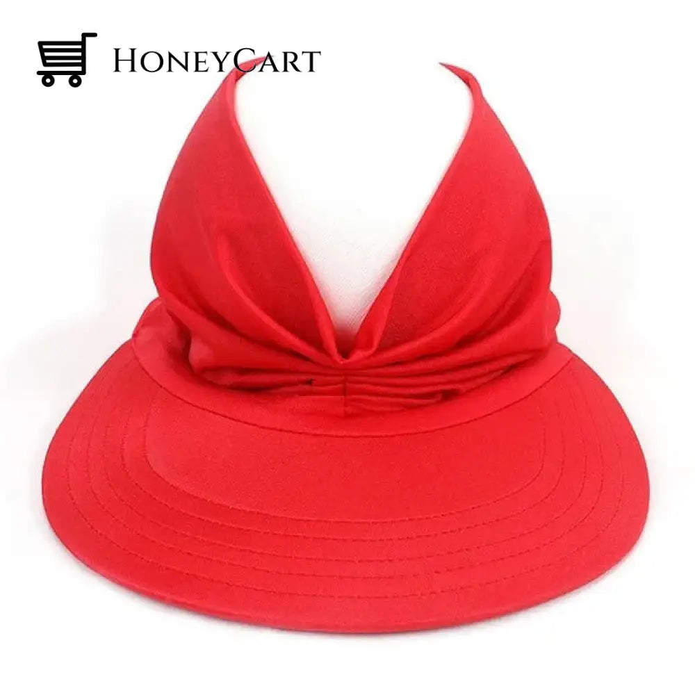 Summer Hot Sale 49% Off Womens Anti-Ultraviolet Elastic Top Hat Red Womens Sun Hat