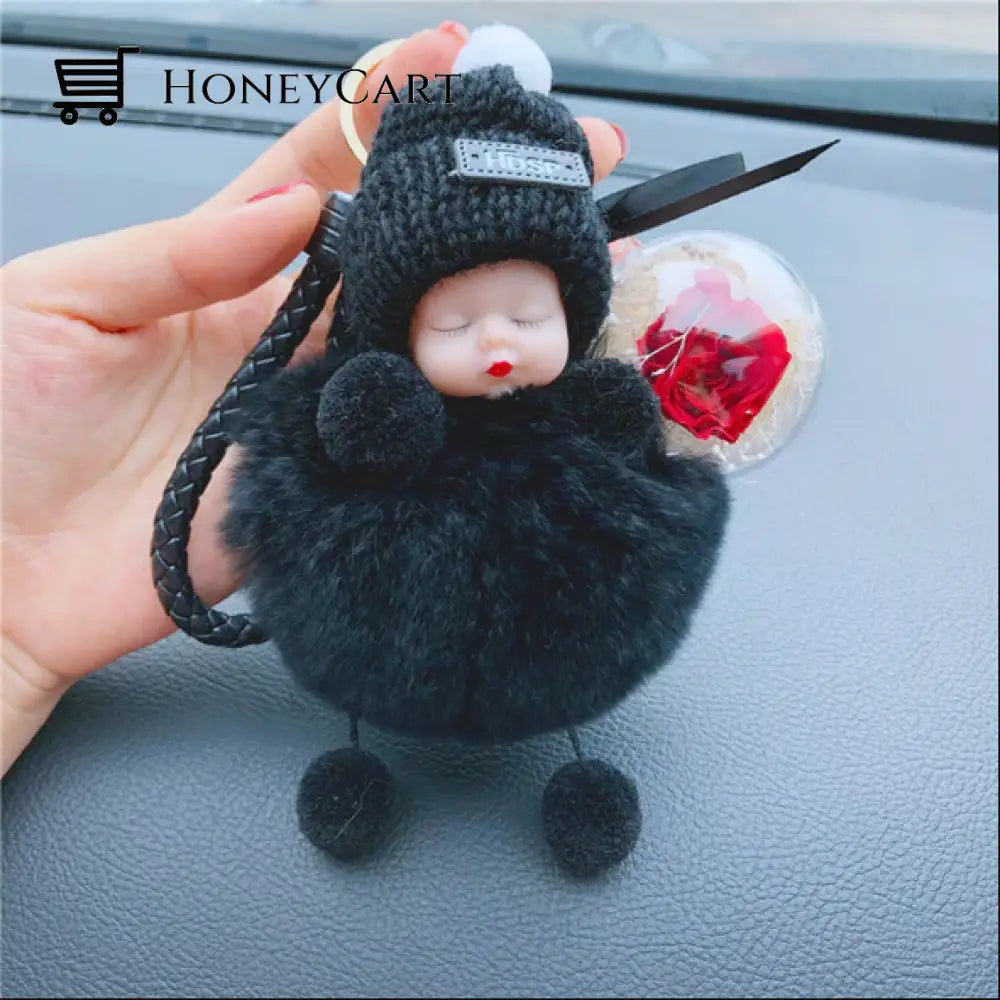 Super Cute Furry Doll Keychain Black / Style2 Tool