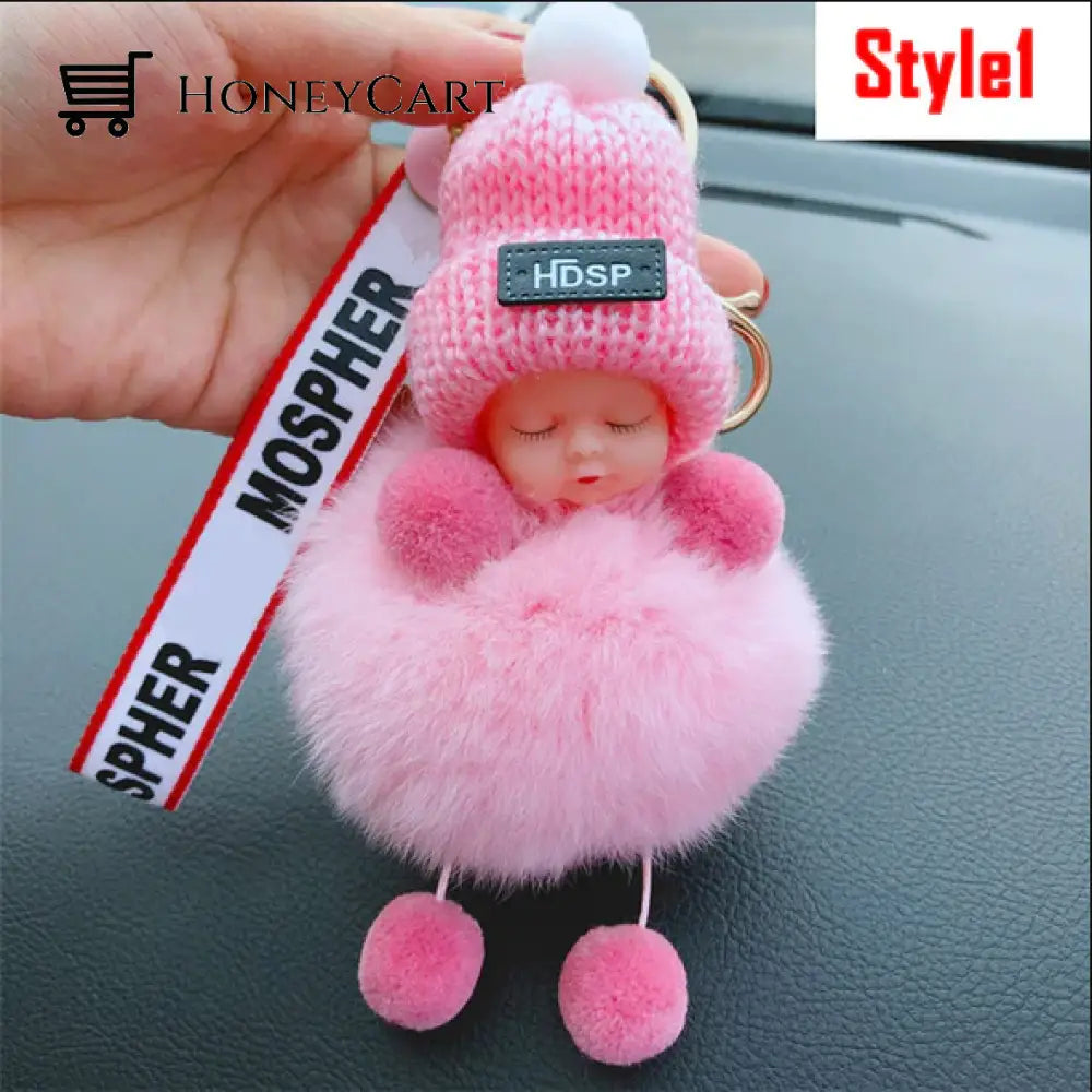 Super Cute Furry Doll Keychain Pink / Style1 Tool