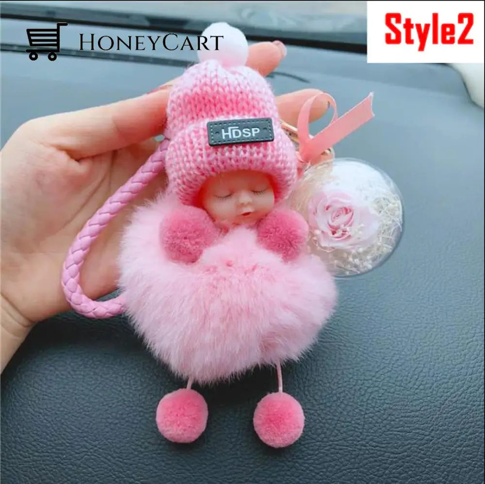 Super Cute Furry Doll Keychain Pink / Style2 Tool