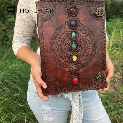 Supernatural Notebook With 7 Chakra Gems Brown / Small