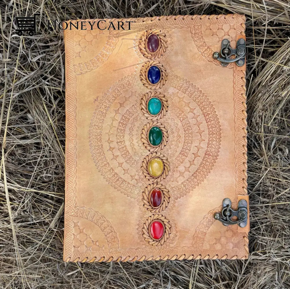 Supernatural Notebook With 7 Chakra Gems Ivory / Small