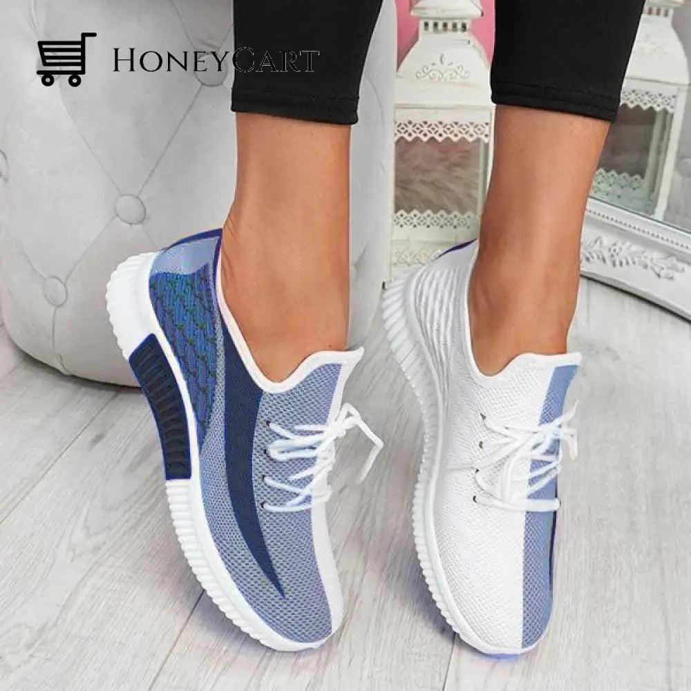 Susiecloths Breathable Lightweight Lace-Up Sneakers Blue / 5(36) Women