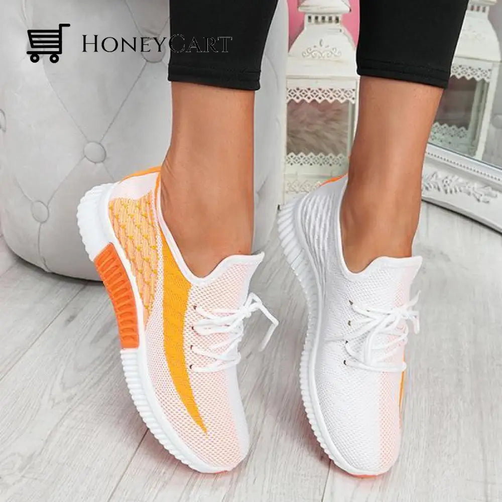 Susiecloths Breathable Lightweight Lace-Up Sneakers Orange / 5(36) Women