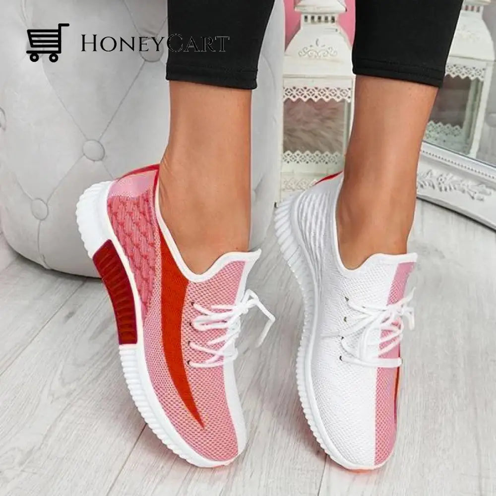 Susiecloths Breathable Lightweight Lace-Up Sneakers Red / 5(36) Women
