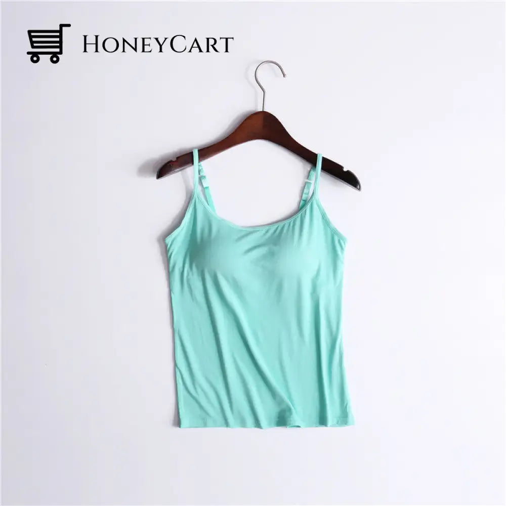 Tank With Built-In Bra Green / S
