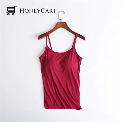 Tank With Built-In Bra Red / S