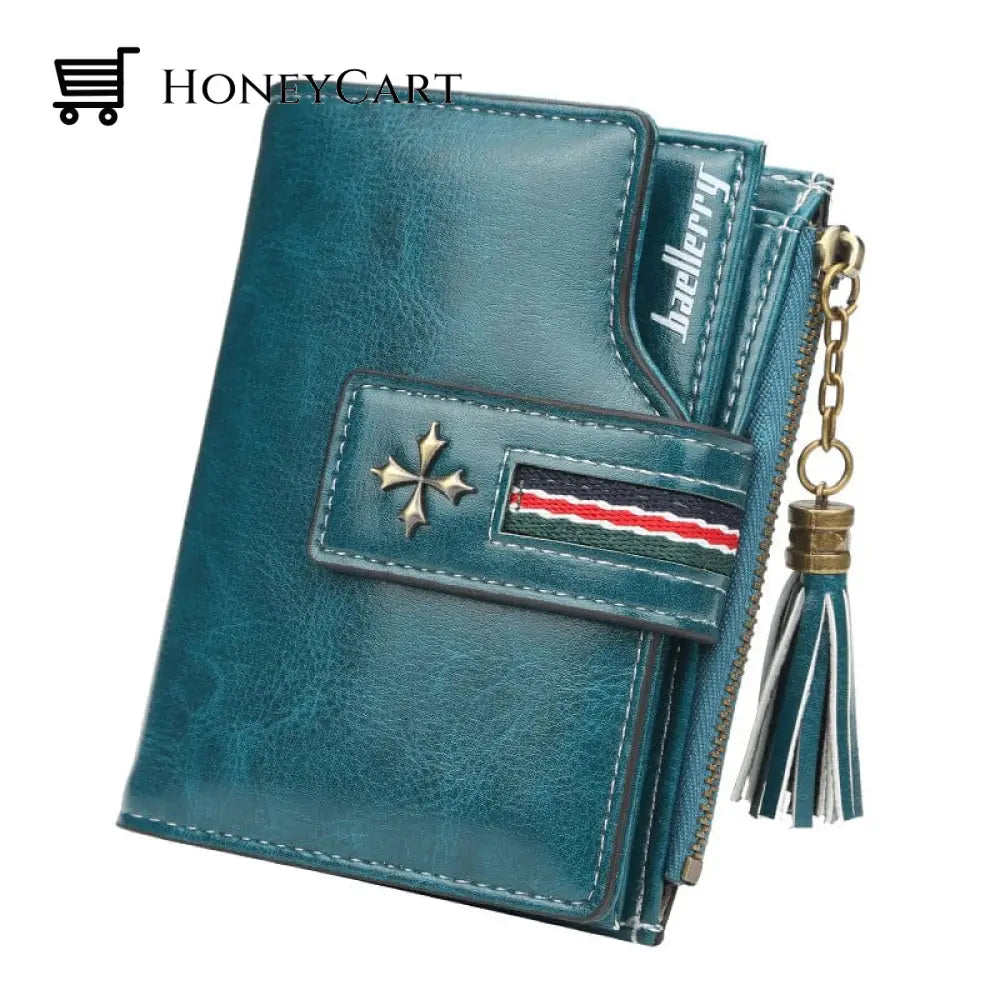 Tassel Zip Womens Crop Wallet Blue