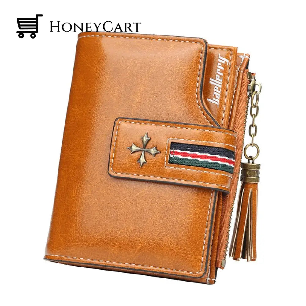 Tassel Zip Womens Crop Wallet Brown