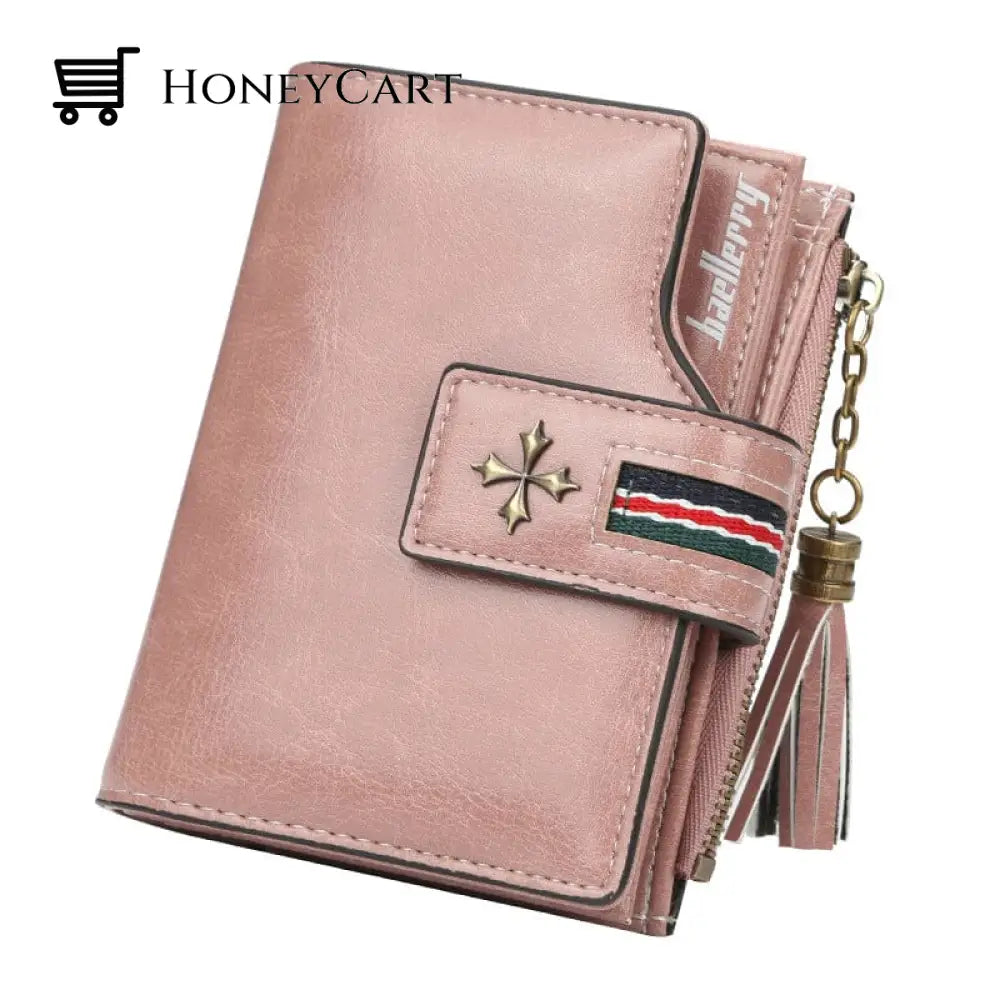 Tassel Zip Womens Crop Wallet Pink