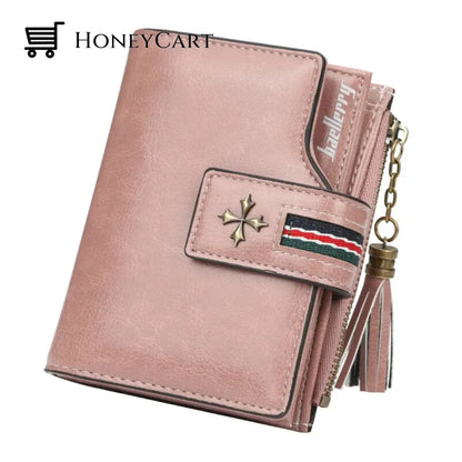 Tassel Zip Womens Crop Wallet Pink