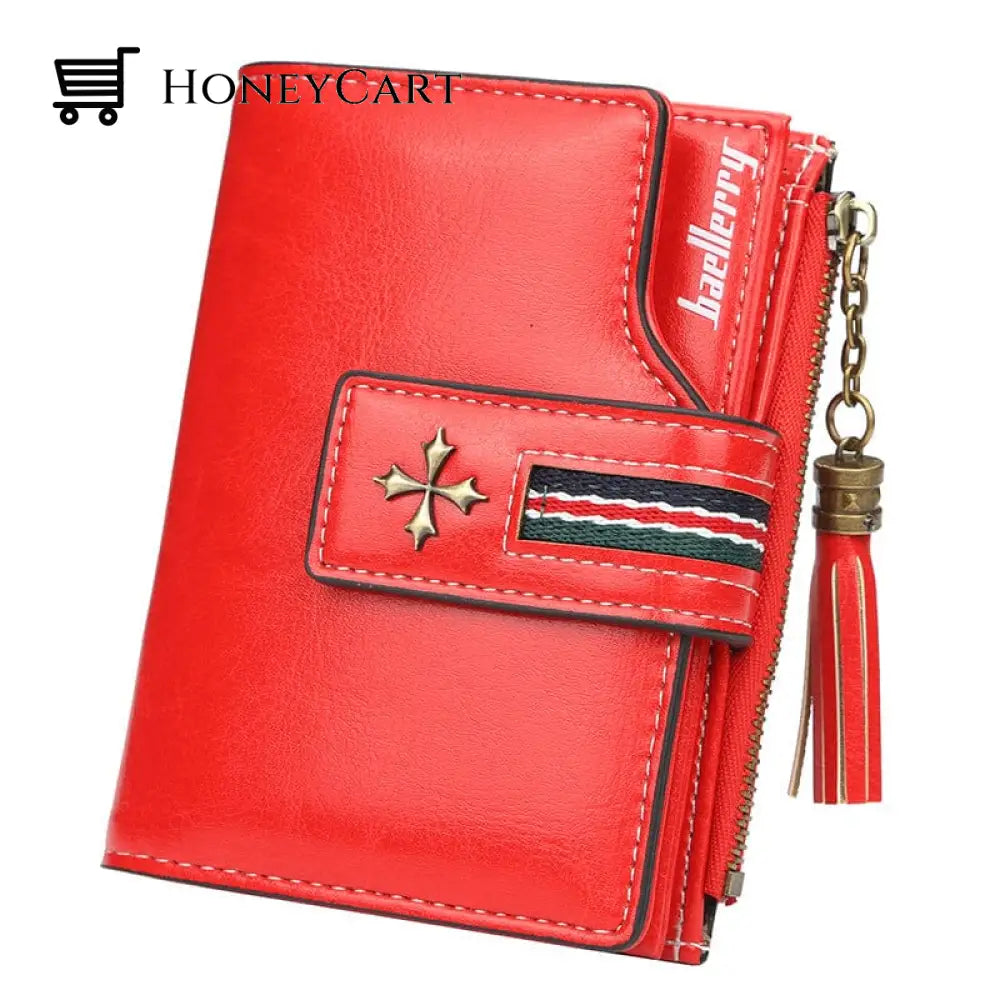 Tassel Zip Womens Crop Wallet Red