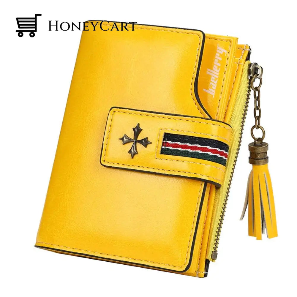 Tassel Zip Womens Crop Wallet Yellow