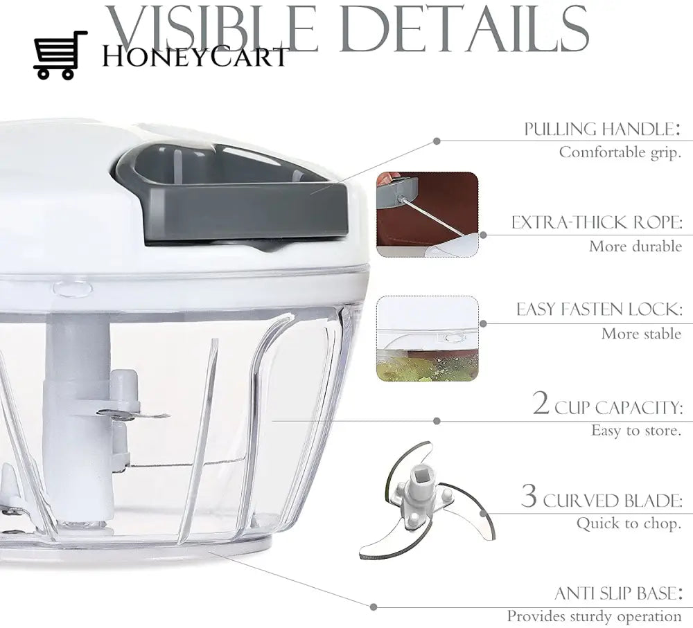 The Simple Slicer & Dicer | Mini Food With Easy Pull Cord For Slicing Clean