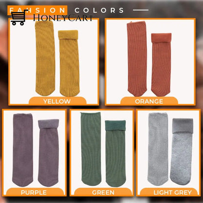 Thickening And Velvet Snow Socks Stripe 5 Color Set (10 Pairs)- Buy 6 Pairs Get 4 Free Tool
