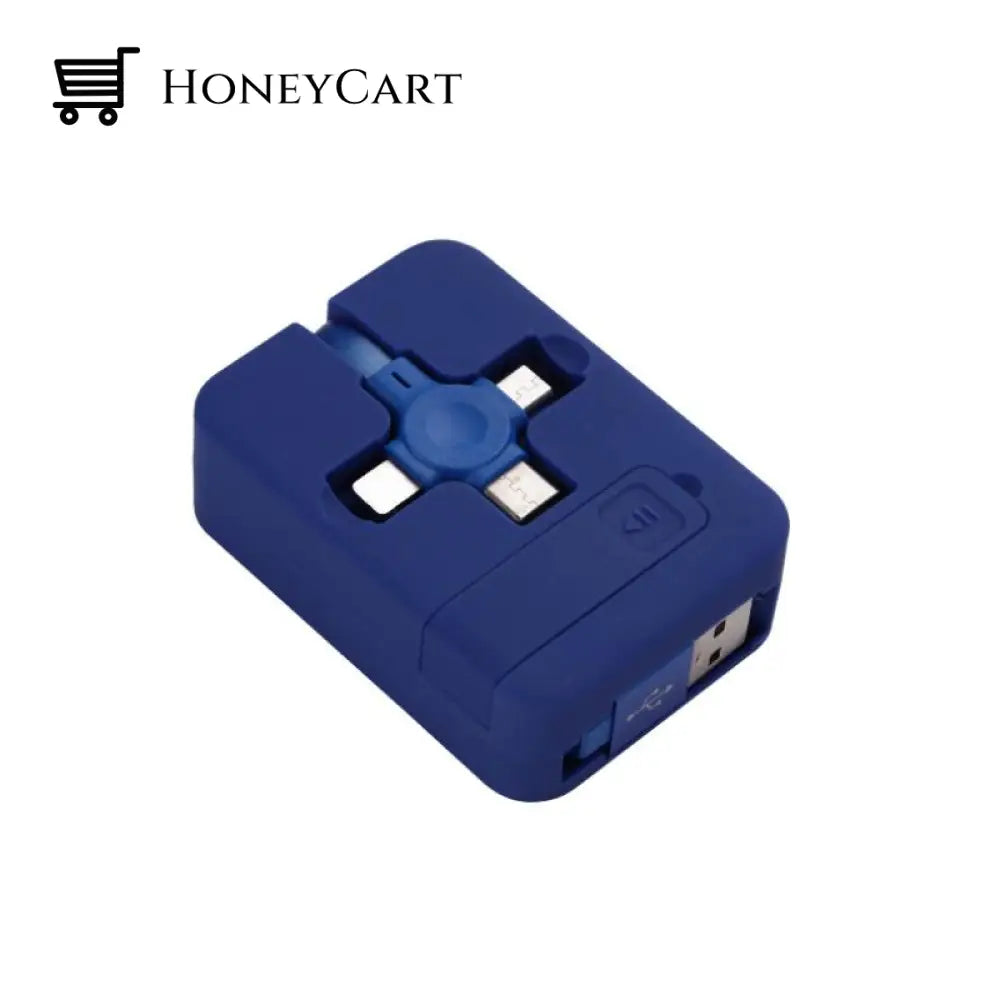 Three In One Charging Cable Roll Blue