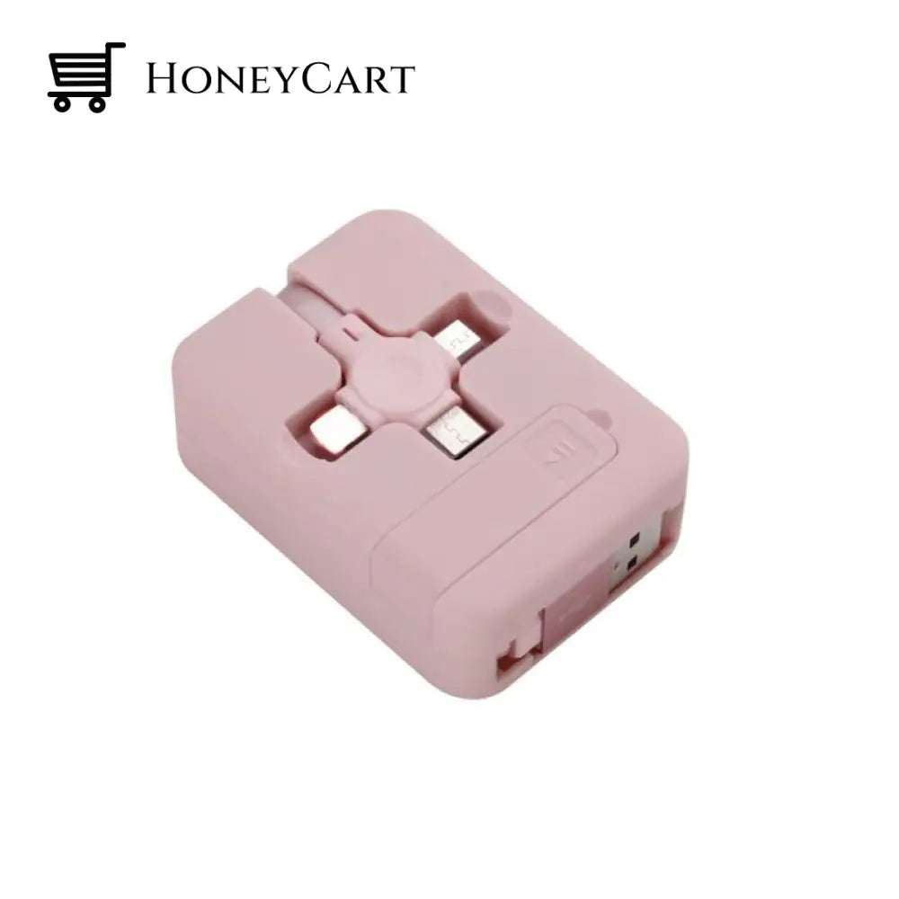 Three In One Charging Cable Roll Pink