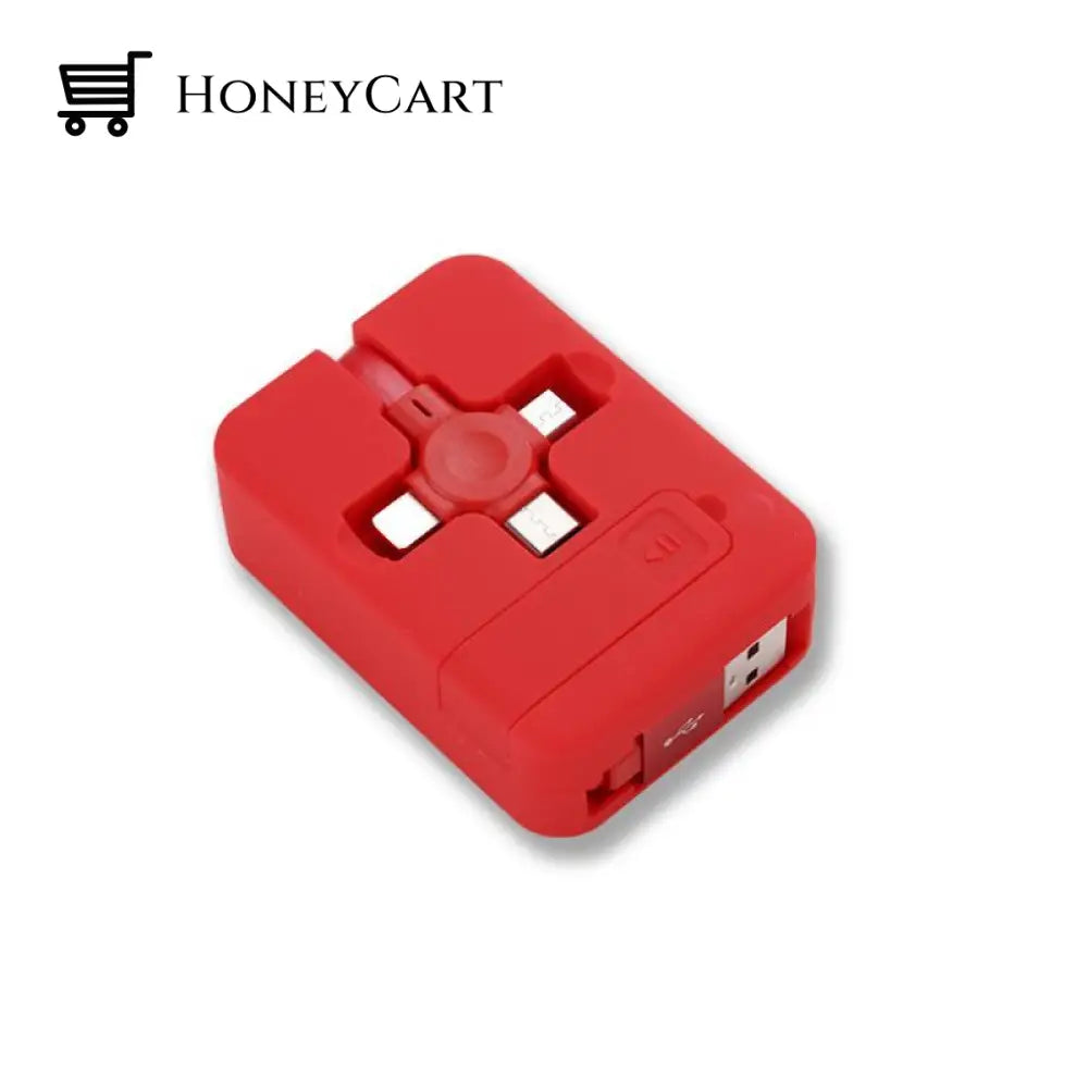 Three In One Charging Cable Roll Red