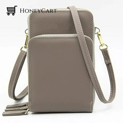 Three Zipper Vertical Shoulder Bag Gray Shoulderbags