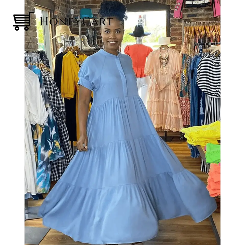 Tiered Midi Dress Baby Blue / S