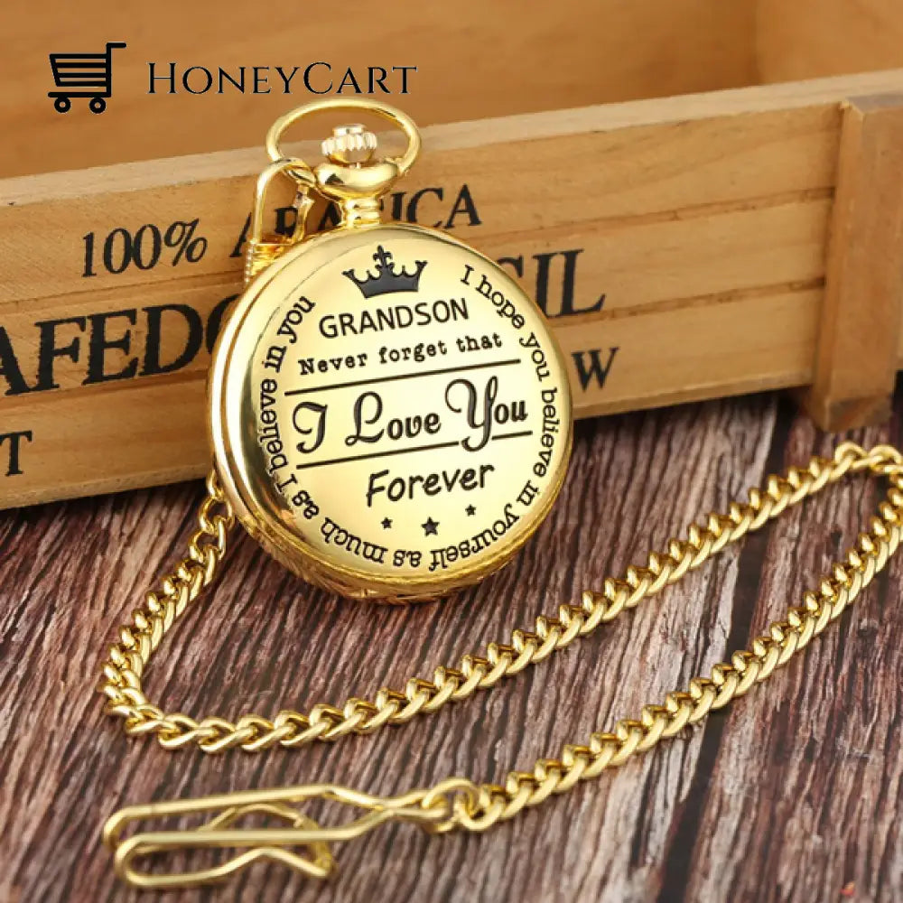 To My Son Quartz Pocket Chain Watch