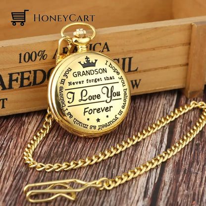To My Son Quartz Pocket Chain Watch