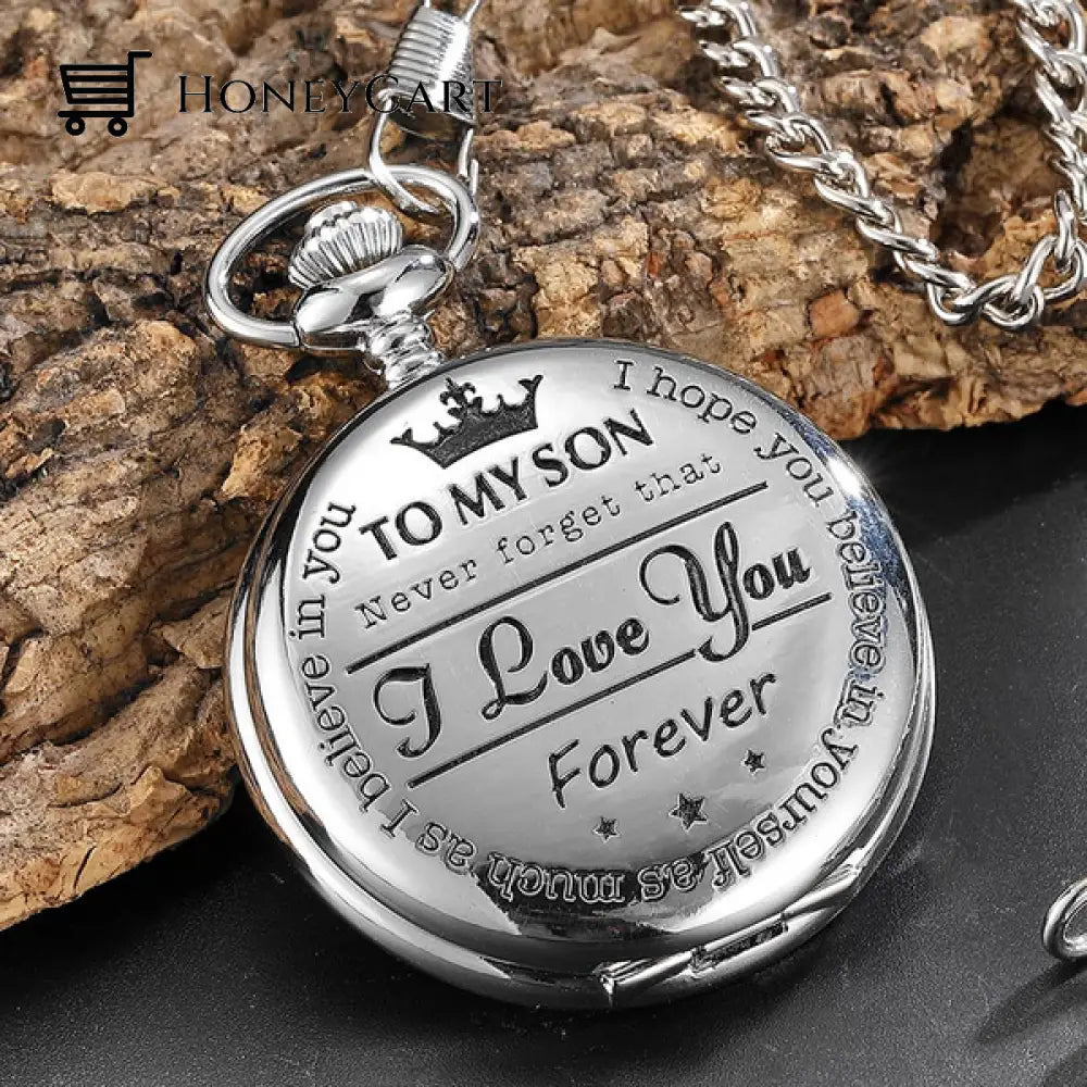 To My Son Quartz Pocket Chain Watch