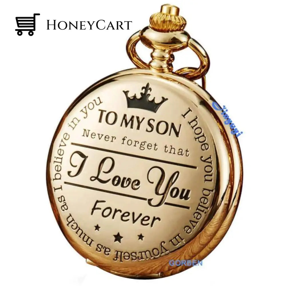 To My Son Quartz Pocket Chain Watch