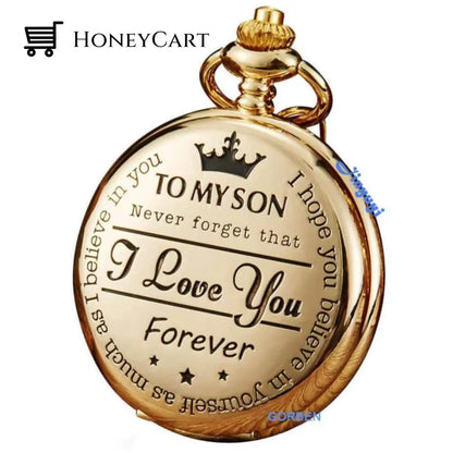 To My Son Quartz Pocket Chain Watch