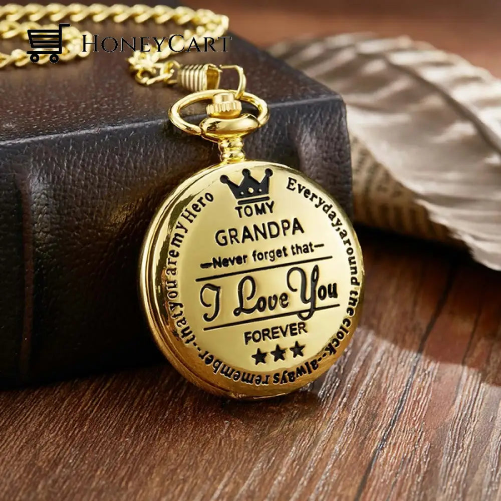 To My Son Quartz Pocket Chain Watch To My Grandpa
