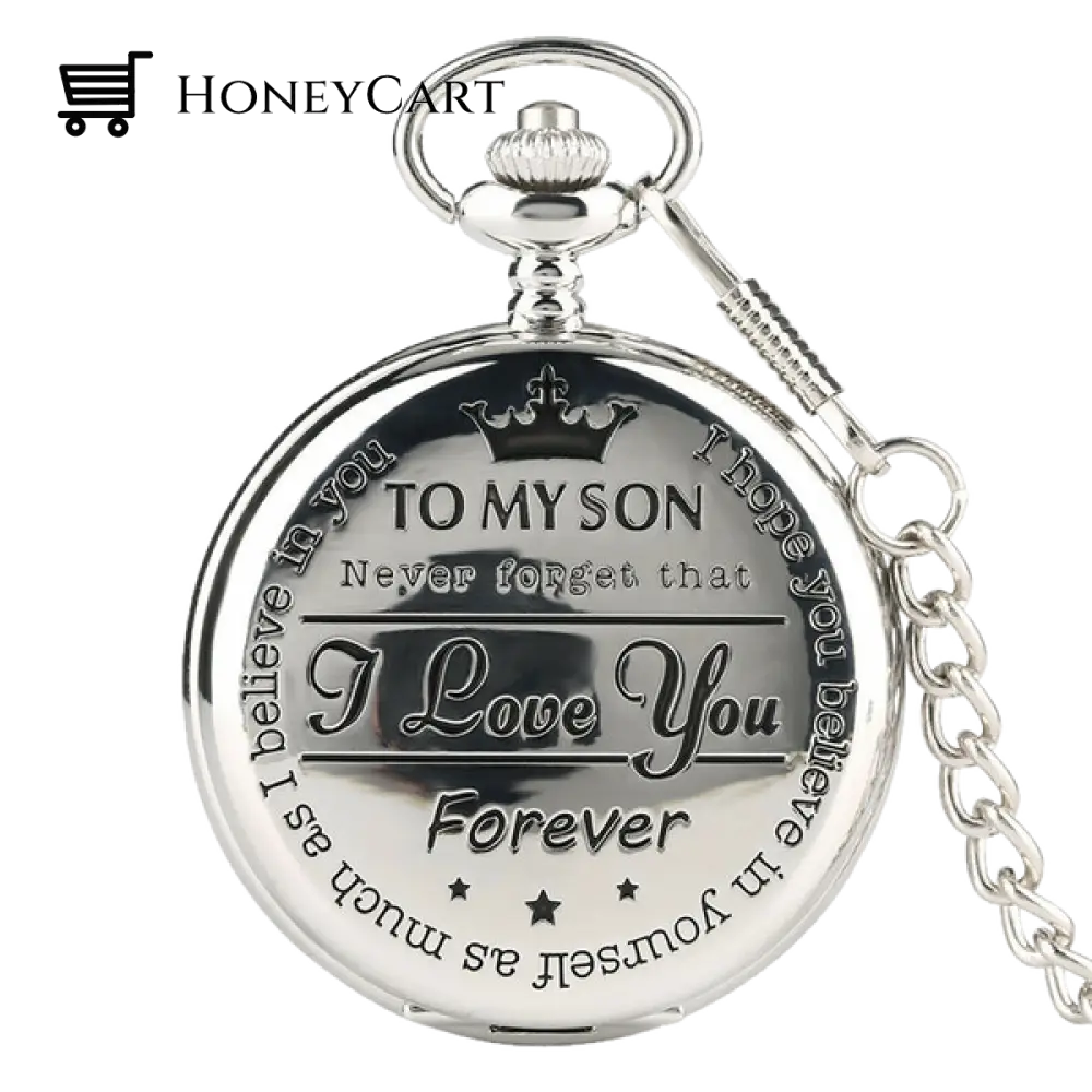 To My Son Quartz Pocket Chain Watch To My Son Silver