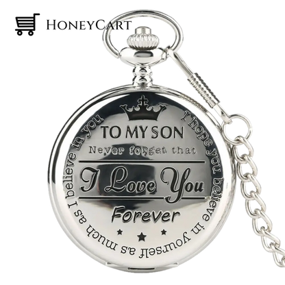 To My Son Quartz Pocket Chain Watch To My Son Silver