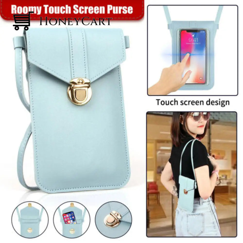 Touch Screen Cell Phone Purse Light Blue Tool