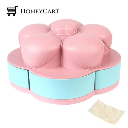 Two-Layer Rotating Flower Candy Snack Box Pink Storage & Organization