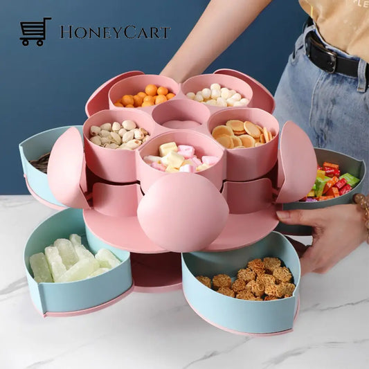 Two-Layer Rotating Flower Candy Snack Box Storage & Organization