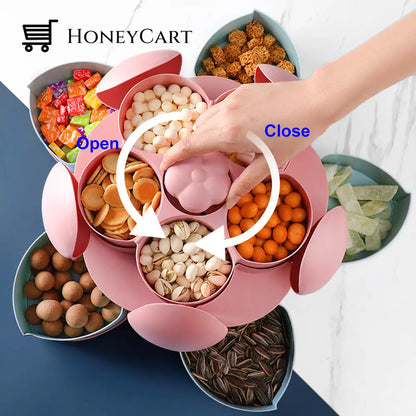 Two-Layer Rotating Flower Candy Snack Box Storage & Organization