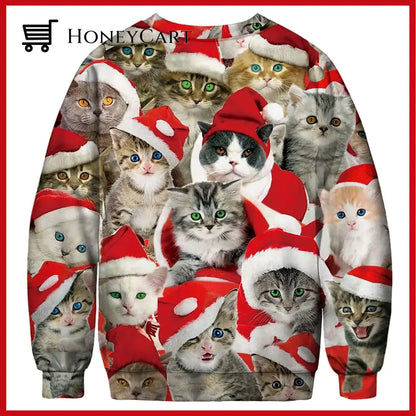 Ugly Christmas Sweatshirt (New Style) Red Cats / S Tool