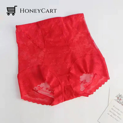 Ultra-Thin Lace Panties Red / M