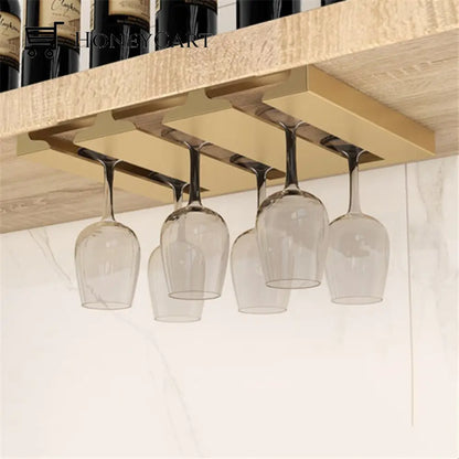 Under Cabinet Glass Organizer Rack 3Slots Gold