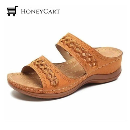 Uniqcomfy Premium Arch-Support Orthopedic Faux Leather Embroidery Women Sandals Shoes &