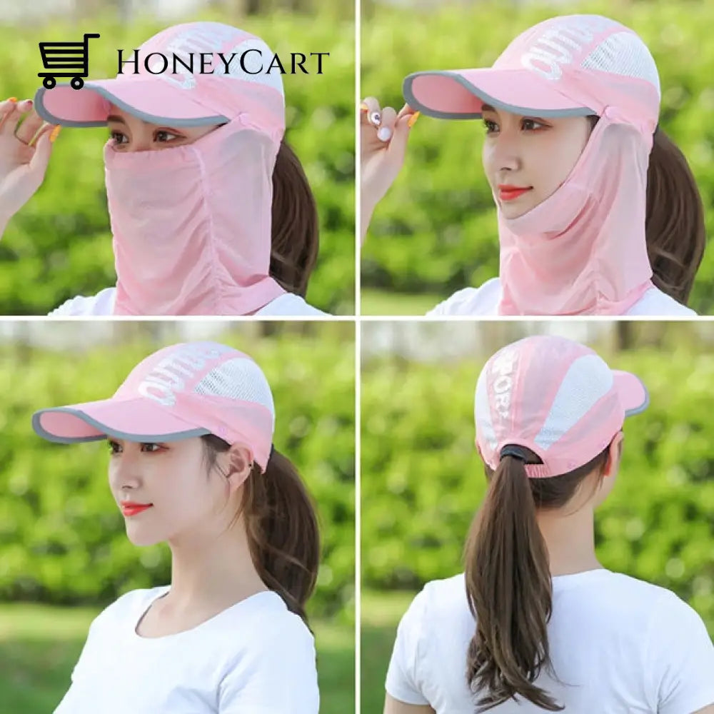 Uv Protection Foldable Sun Hat Pink