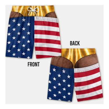 Men's Swim Trunks Funny Hairy Butt Cheek Gag Beach Shorts