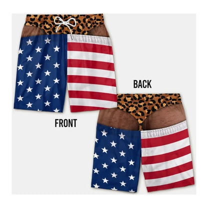 Men's Swim Trunks Funny Hairy Butt Cheek Gag Beach Shorts