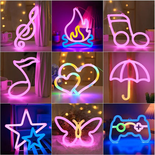 Vibrant LED Neon Light Game Pad, Star Sign Lamp and Other Designs – Dazzling Wall Art for Gaming Nights, Celebrations, & Festive Decor!