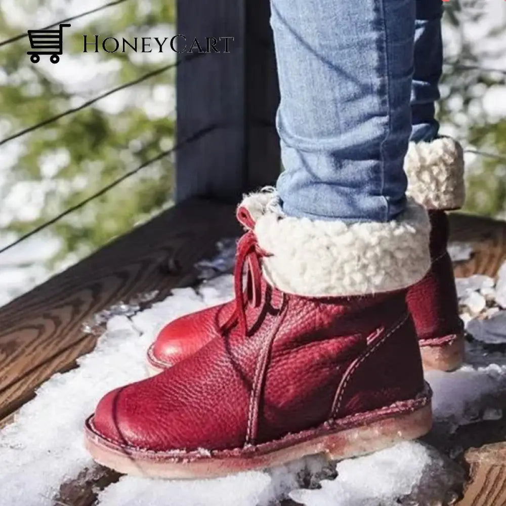 Vintage Buttery Soft Waterproof Wool Lined Boots Shoes