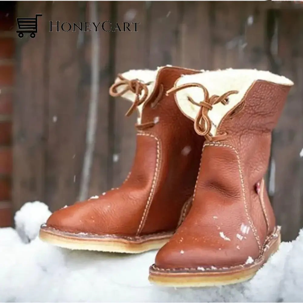 Vintage Buttery Soft Waterproof Wool Lined Boots Shoes